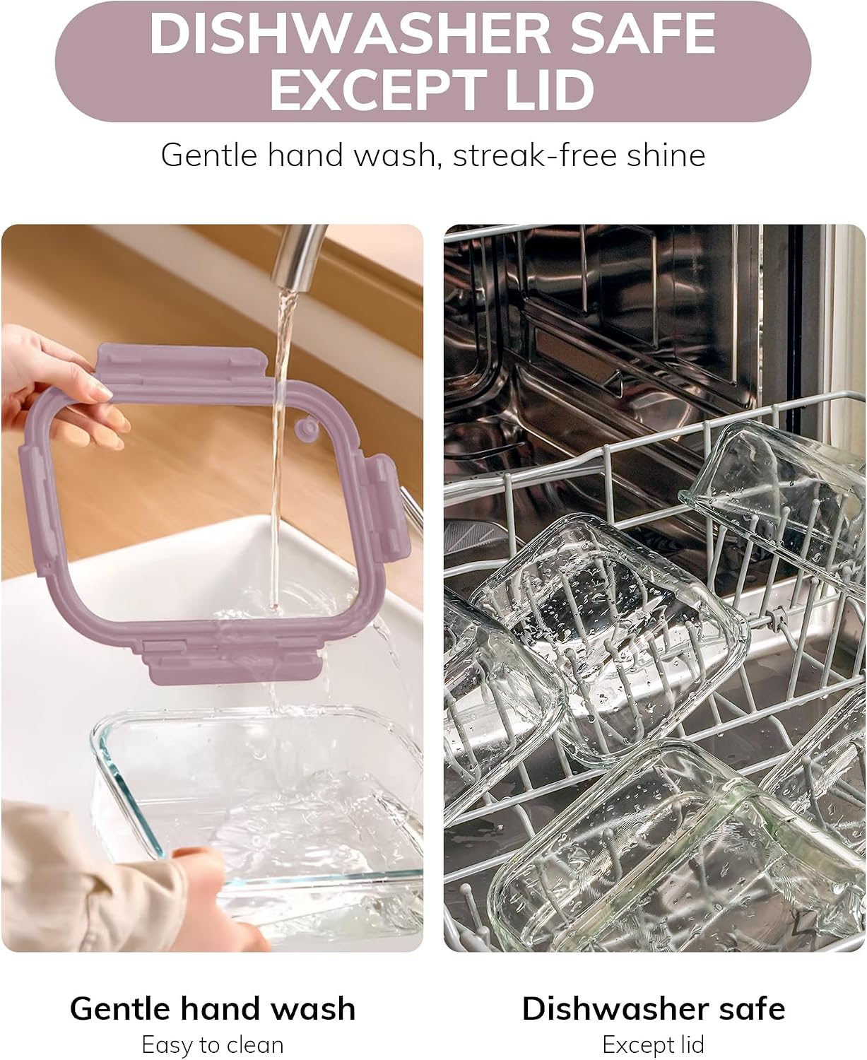 2-Pack Glass Food Storage Containers with Tempered Lids (21.3oz/2.7cup) - Airtight Snap Lock, Microwave & Oven Safe (-4℉~ 950°F), Freezer to Baking Dish, BPA-Free, Gift Box (Pink)