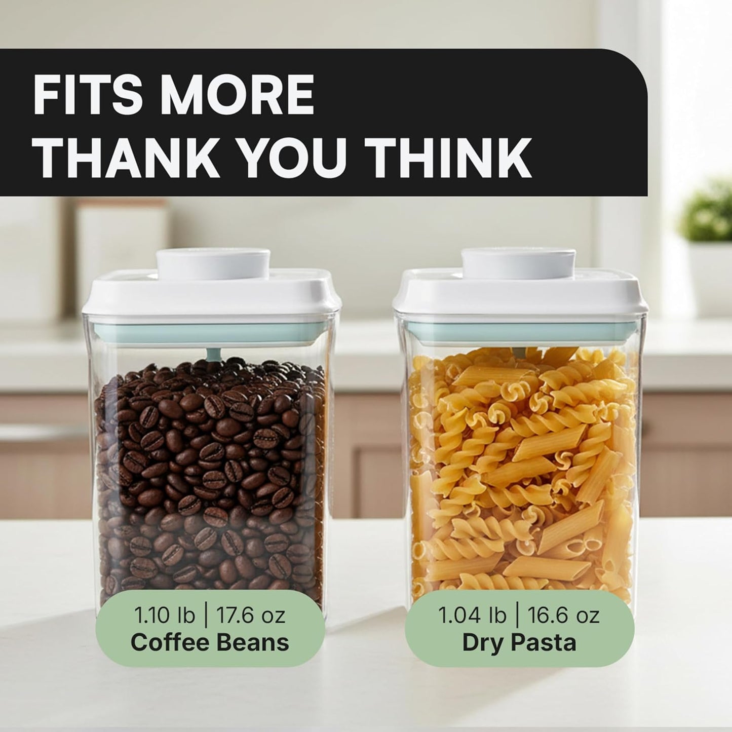 Bop Top Airtight Food Storage Containers with Lid 2 Cups / 16 oz | Kitchen Canister Sets | Air Tight Pantry Container | Pop Top Dry Food Storage Containers for Snacks, Sugar, Flour, Baking, Pasta
