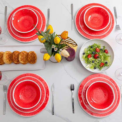 Melamine Serving Platters, set of 2, 17" x 10" Large Reusable BPA Free Rectangular Party Tray/Platters for Serving Appetizers, Fruits On Christmas and all Occasions,Red