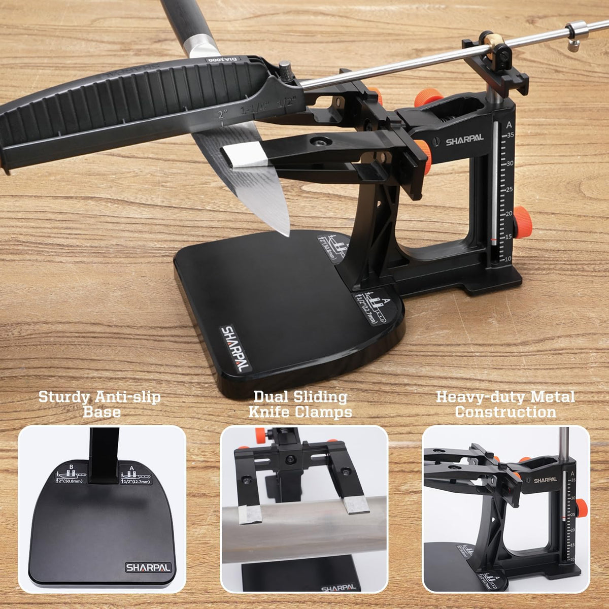 SHARPAL 202H Precision Knife Sharpening System, Adjustable Angle 10–35°