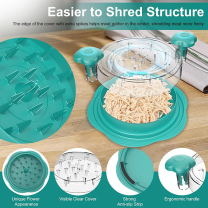 Chicken Shredder Tool Twist Large Meat Shredder with Brush&Fork, Black