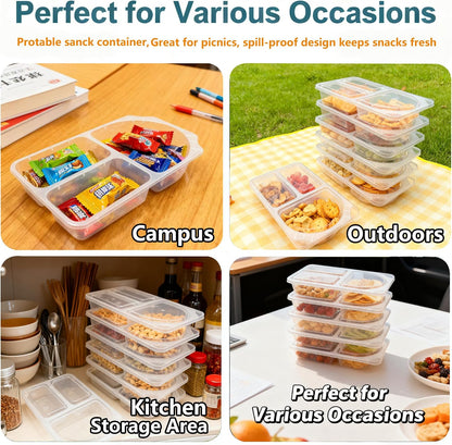 9 OZ Reusable Snack Containers with Lids for Kid & New Snack Containers,Snack Pack Containers ,Small 3 Compartment Condiment Containers,Perfect for Snacks, Condiments, Meals Prep & On-the-Go (20 Sets)