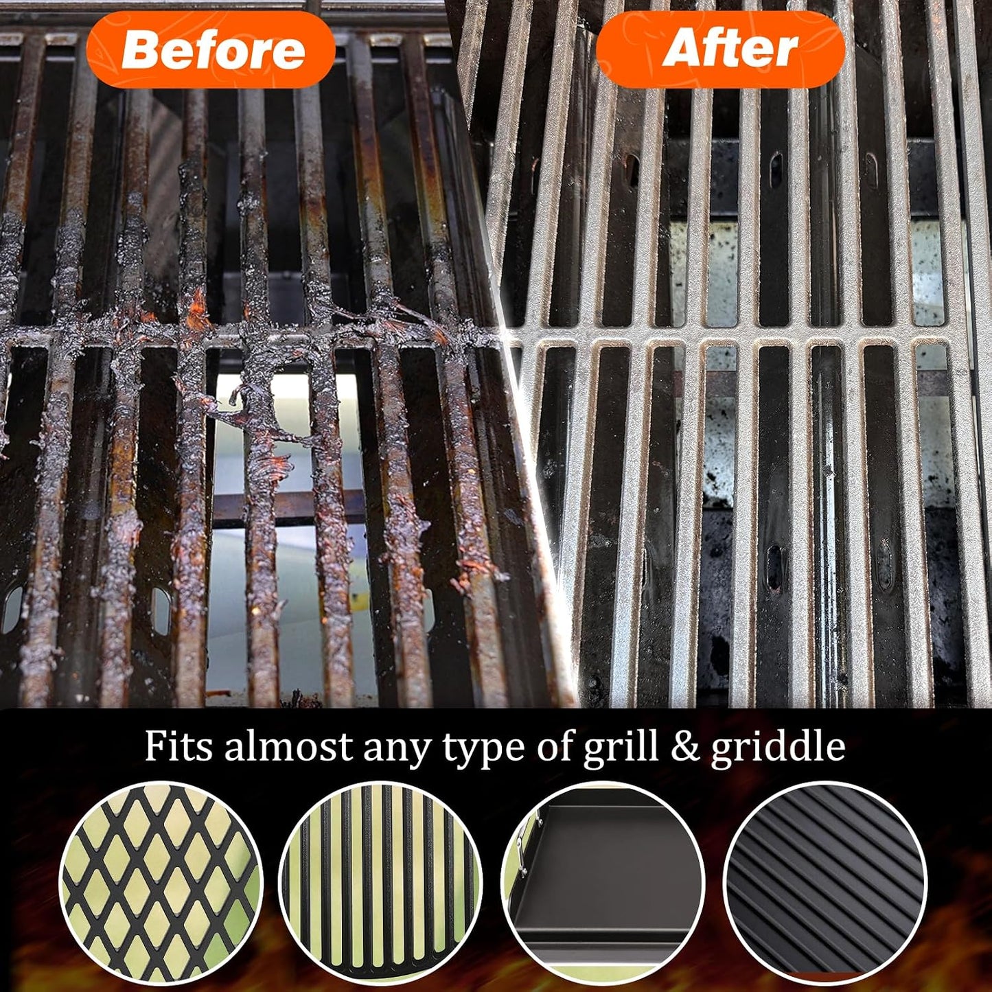 Grill Brush for Outdoor Grill, Bristle Free Grill Brush BBQ Grill Brush with Scraper, Steam Grill Cleaning Brush & Grill Cleaning Kit, BBQ Brush for Gas Charcoal Smoker Griddle, Gifts for Men Dad