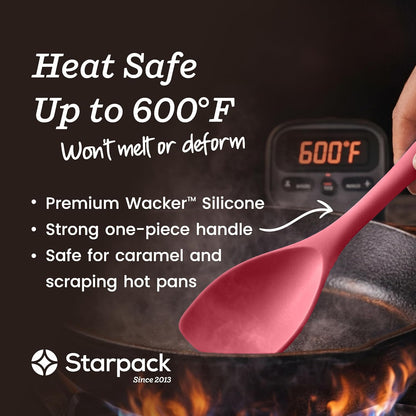 StarPack Silicone Spoonula The All-Rounder 11 Inch - LFGB Spoon Spatula, 600°F Heat Resistant, BPA-Free - One-Piece Seamless, Dishwasher Safe - for Nonstick Cookware, Sage Green