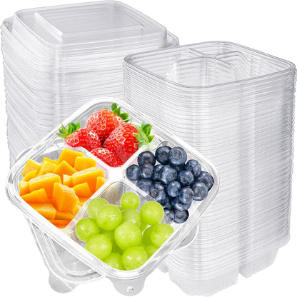 Haawooky 30 Pack Bento Snack Containers,2 compartments Lunchable Containers with Lids,Divided Food Containers for School, Work and Travel