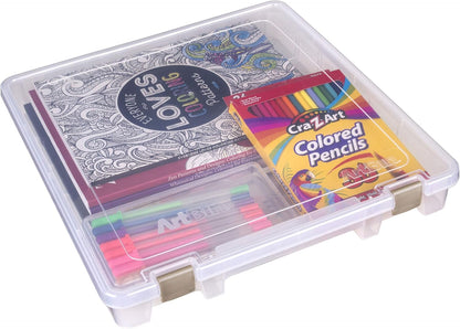 ArtBin 9101AB Super Satchel Slim with Removable Dividers, Art & Craft Organizer, [1] Plastic Storage Case, Clear, Divided Compartments