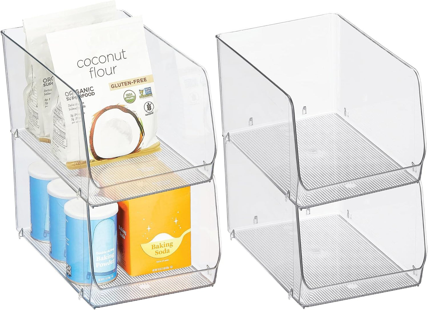 iDesign Clear Plastic Stackable Open Front Storage Bin, Easy Access Organizer for Pantry or Cabinet, 2-Pack