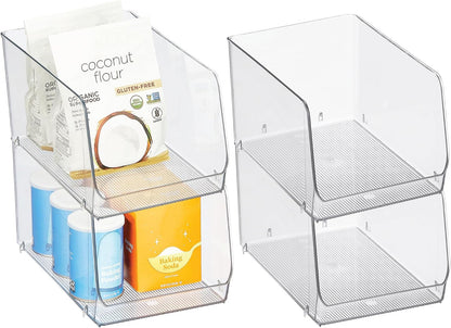 iDesign Clear Plastic Stackable Open Front Storage Bin, Easy Access Organizer for Pantry or Cabinet, 2-Pack