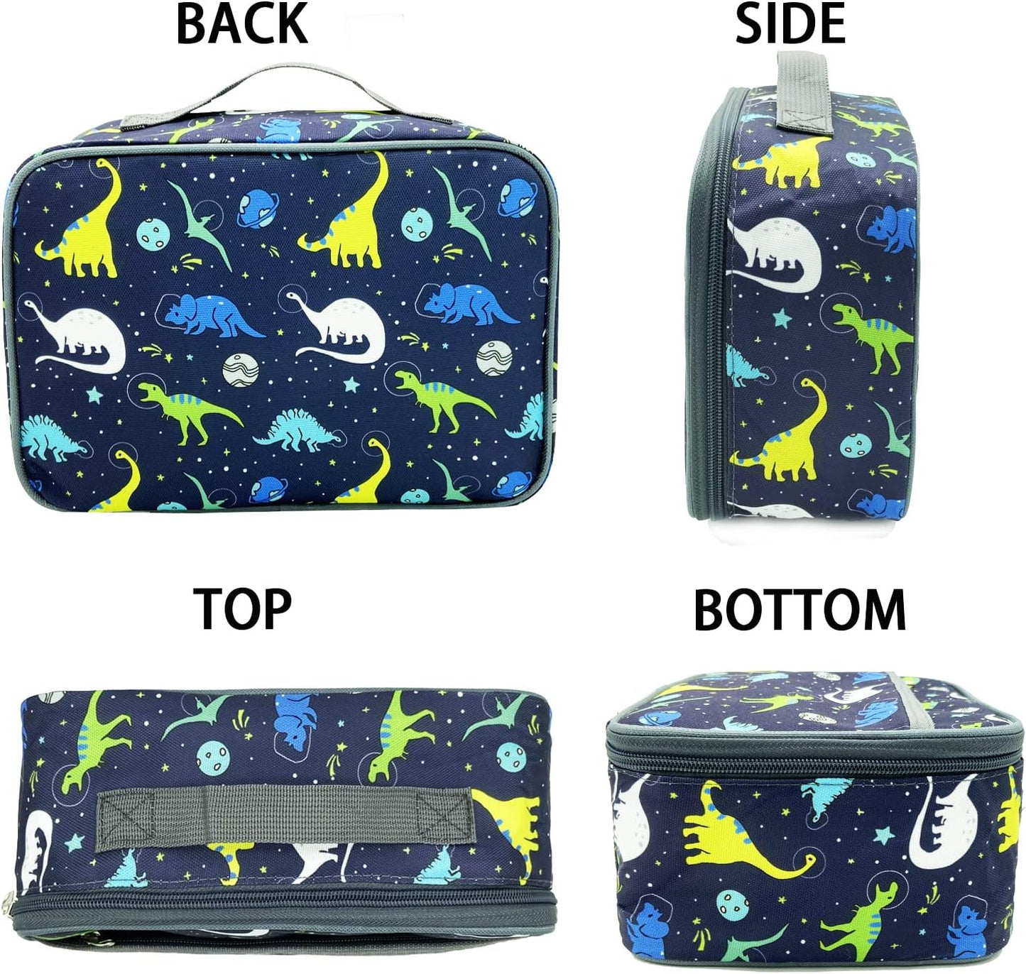 Kulle Space Lunch Box for Kids, Insulated Lunch Bag for Boys, Large Capacity Thermal Tote for School, Office, Daycare - Rocket Design, Washable & Leakproof