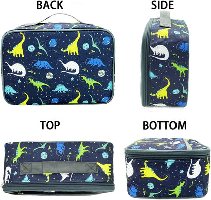 Kulle Space Lunch Box for Kids, Insulated Lunch Bag for Boys, Large Capacity Thermal Tote for School, Office, Daycare - Rocket Design, Washable & Leakproof