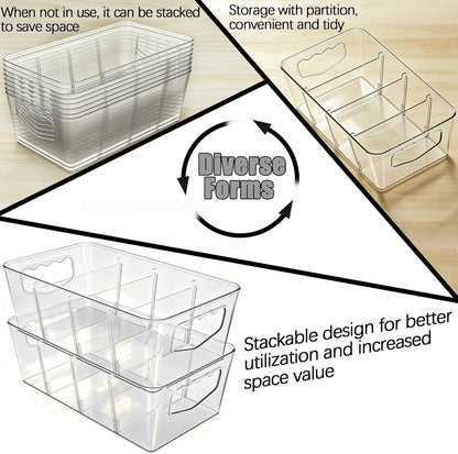 SPACELEAD 10 Pack Ultimate Clear Organizer Bins with Removable Dividers | The complete house organization solution for large families.Categorize everything from laundry supplies to pantry bulk items.