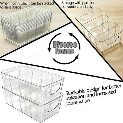 SPACELEAD 10 Pack Ultimate Clear Organizer Bins with Removable Dividers | The complete house organization solution for large families.Categorize everything from laundry supplies to pantry bulk items.