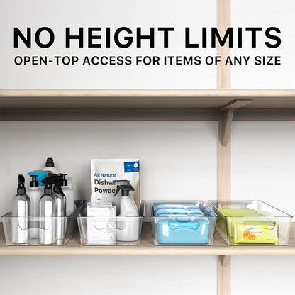 Simple Houseware 4 Pcs Pantry Clear Bin Storage Organizer, 14" x 7" x 3.75"