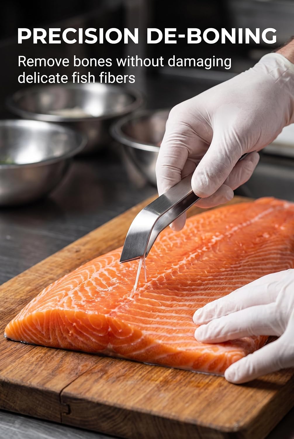 Kitchen Fish Bone Tweezers with Flat and Slant Tips for Salmon