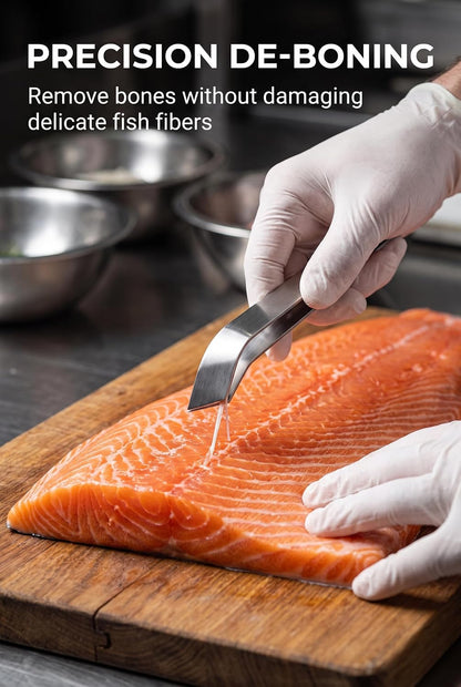 Kitchen Fish Bone Tweezers with Flat and Slant Tips for Salmon
