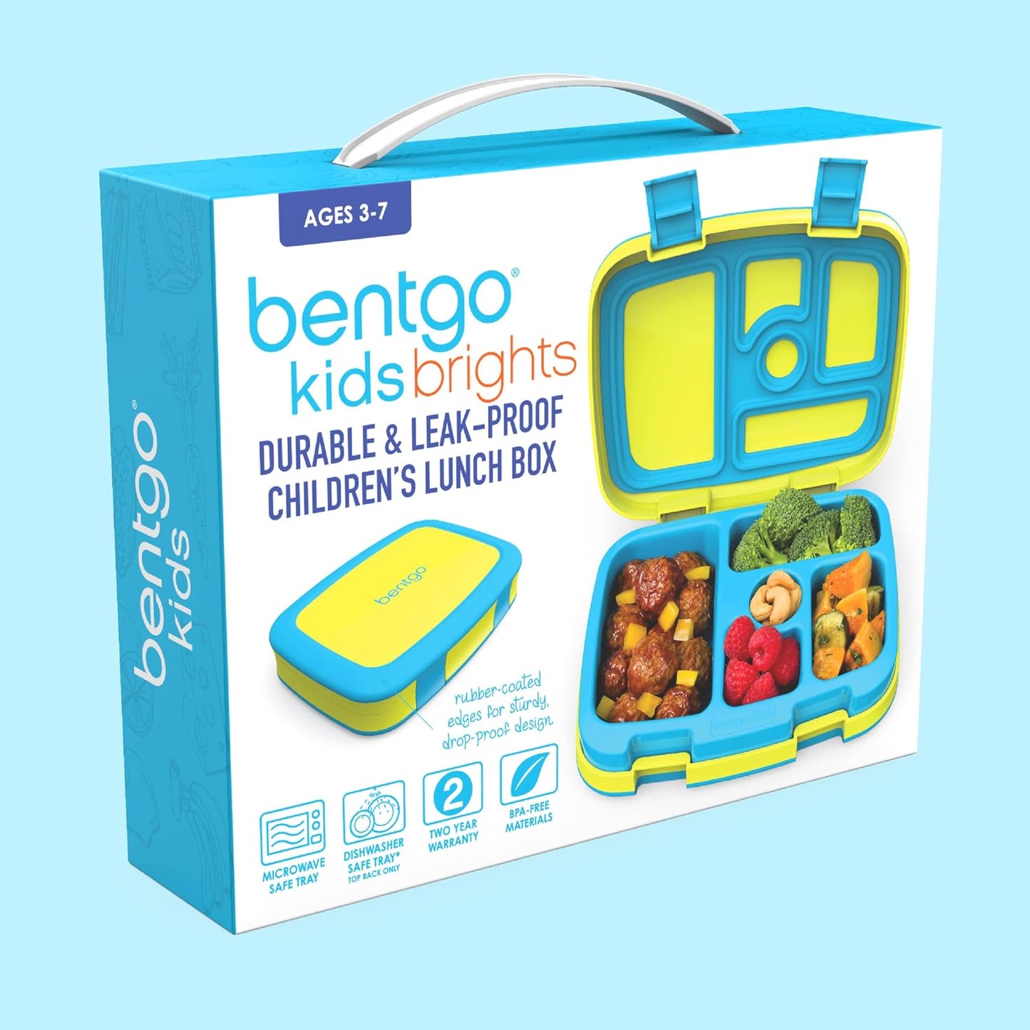Bentgo Kids Bento-Style 5-Compartment Leak-Proof Lunch Box - Ideal Portion Sizes for Ages 3 to 7 - Durable, Drop-Proof, Dishwasher Safe, PFAS & BPA-Free & Made with Food-Safe Materials (Purple)