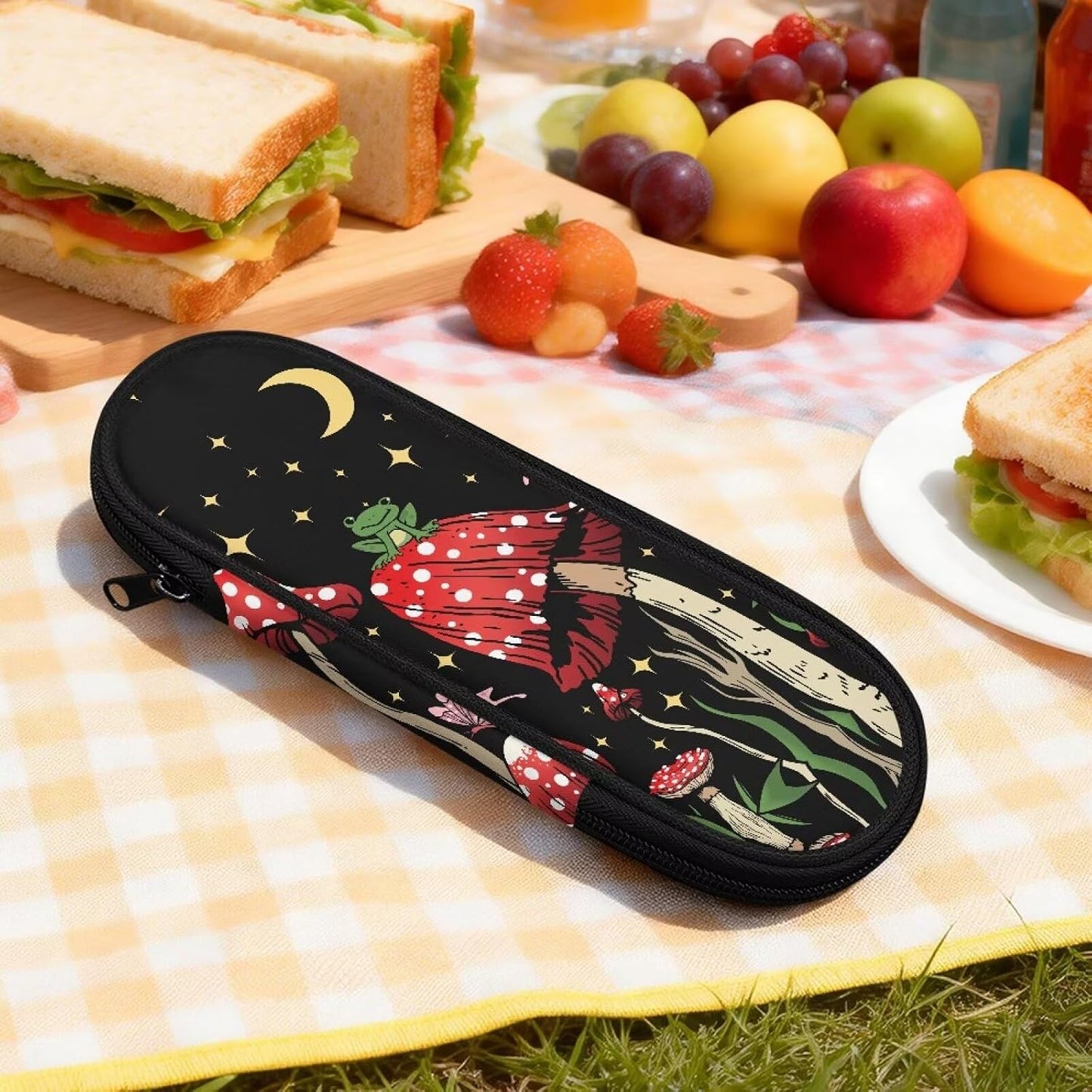 Travel Cutlery Set with Case for Kids Portable Utensil Case Reusable Silverware Pouch for School Travel Lunch Capybara Flower