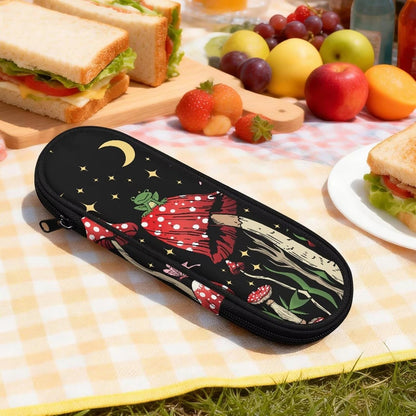 Travel Cutlery Set with Case for Kids Portable Utensil Case Reusable Silverware Pouch for School Travel Lunch Capybara Flower