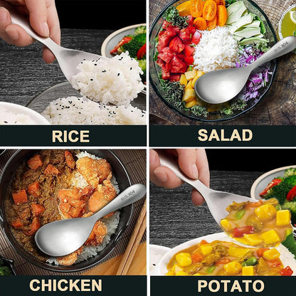 Comicfs Rice Paddle Spoon 304 Stainless Steel Thickened Rice Spoon Rice Spatula Non Stick Rice Scooper for Rice Mashed Potato Salads, Apply for Kitchen Home Restaurant Hotel Serving (Bright)