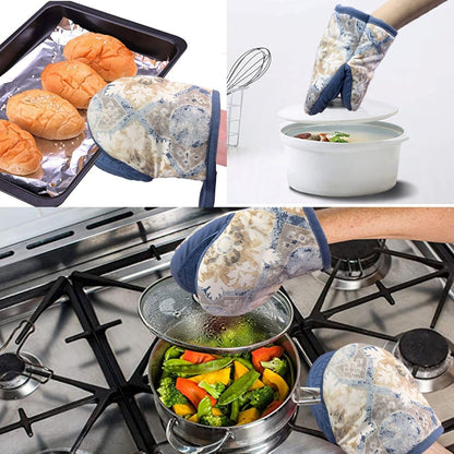 Mini Silicone Oven Mitts, Heat Resistant Kitchen Mittens 2-Pack Set