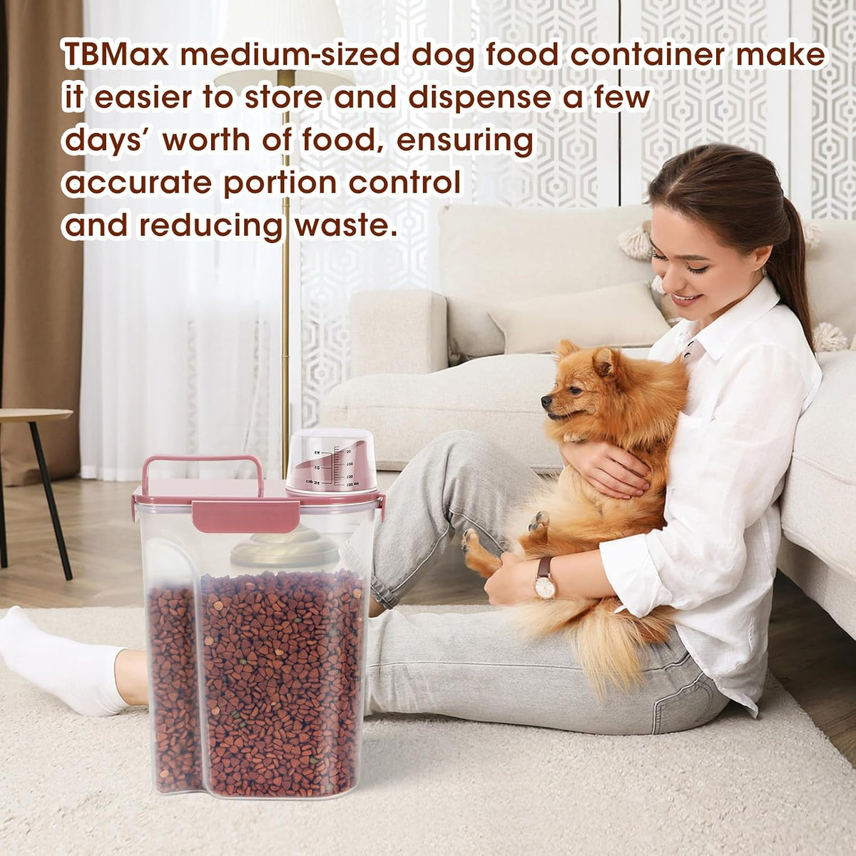 TBMax 10 Lbs Cat Dog Food Storage Container, 2026 Upgraded Large Pouring Container for Pet Food Storage, Bird Seed Dispenser, Portable Travel Kibble Holder -Dark Green
