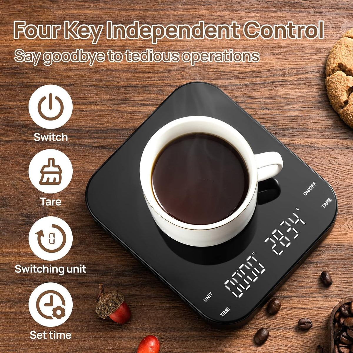 Meilen Mini Espresso Coffee Scale with Timer 0.1g Precise 2kg 4.4lb