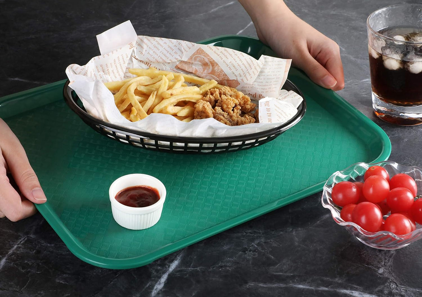 New Star Foodservice Fast Food Tray, Set of 12 (Black, 12 by 16-Inch)