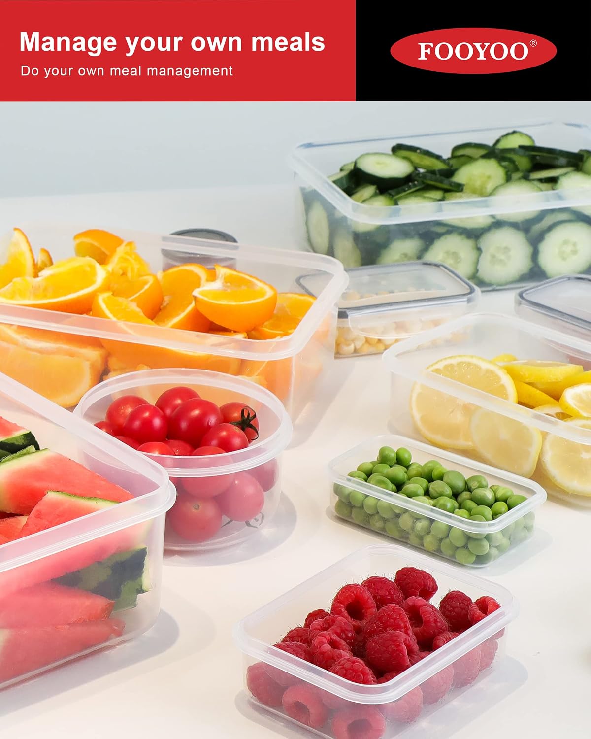 32 Piece Food Storage Container with Lids (16 Containers + 16 Lids) - Plastic Food Containers with Lid, Airtight Leak Proof Snap Lock, BPA Free Storage Containers