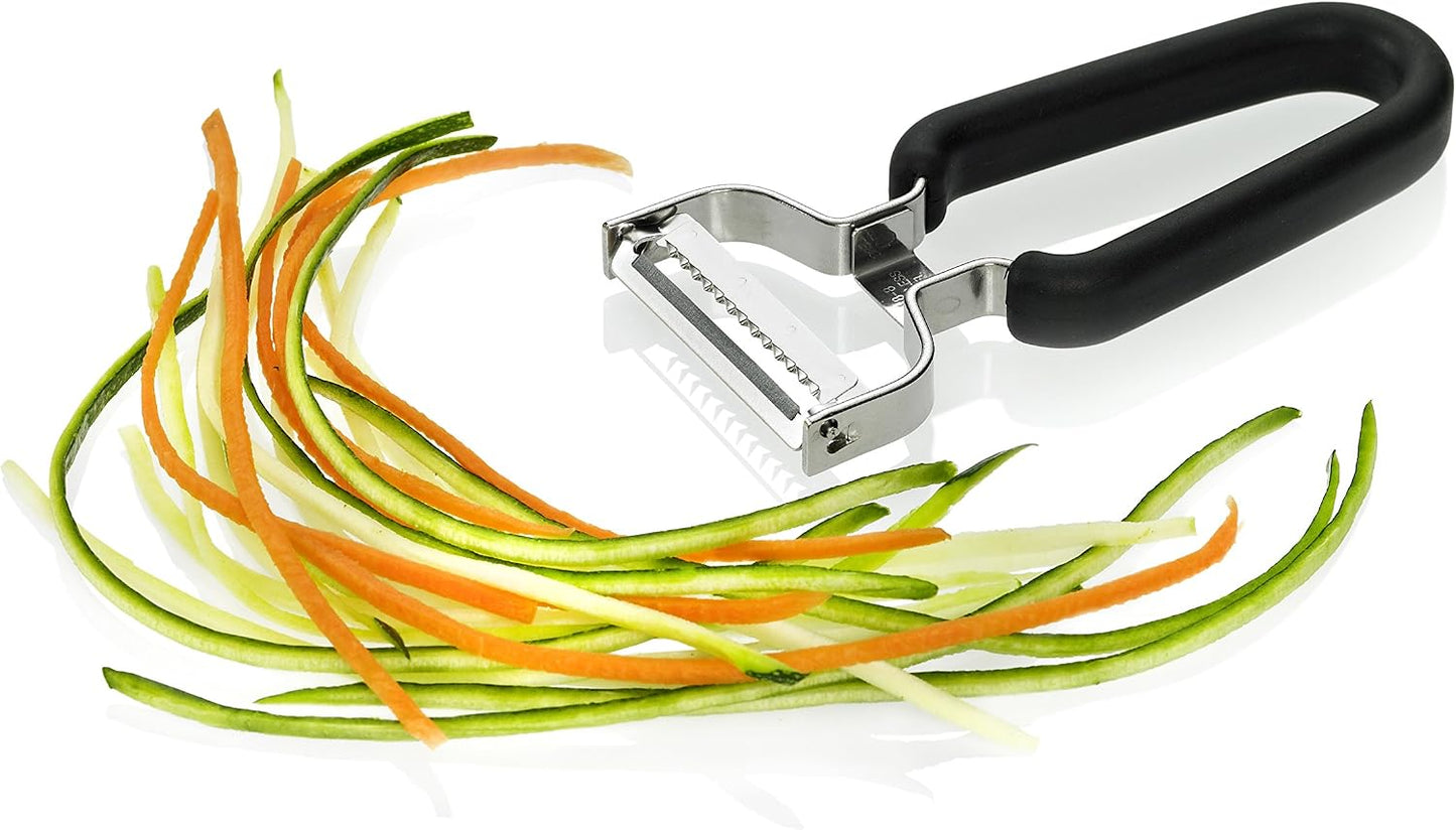 Lurch Germany Julienne Vegetable Y Peeler 5.1 x 2.3 Inches / 13 cm x 6 cm | Stainless Steel Cutter & Slicer for Carrot, Potato & Apple | Veggie Zoodles Maker | Non-slip Comfortable Handle - Black