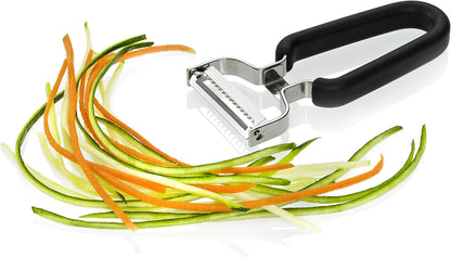 Lurch Germany Julienne Vegetable Y Peeler 5.1 x 2.3 Inches / 13 cm x 6 cm | Stainless Steel Cutter & Slicer for Carrot, Potato & Apple | Veggie Zoodles Maker | Non-slip Comfortable Handle - Black
