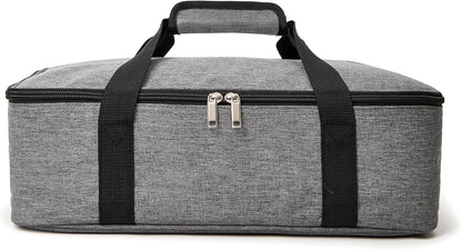 Lestyn Insulated Casserole Carrier Bag - Portable Reusable Food Transport Tote Bag Fits 9x13 Lasagna Baking Dish Pan to Keep Food Hot/Cold for Gathering/Potluck Parties/Cookout/Camping/Offices-Gray