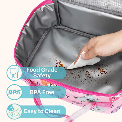 Bagseri Kids Lunch Bag Boys - Thermal Insulated Lunch Box Tote with Water Bottle Holder, Reusable Leak-Proof Kids Lunch Box for Daycare & School, Black Dinosaur (Containers Not Included)
