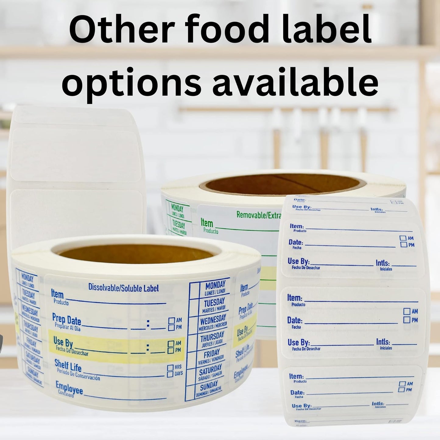 2x1 Dissolvable Food Labels, 1000 Label Stickers, Bottle Labels for Storage Bins, Sticker Labels for Food containers, (1000, Blue)