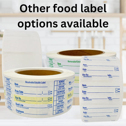 2x1 Dissolvable Food Labels, 1000 Label Stickers, Bottle Labels for Storage Bins, Sticker Labels for Food containers, (1000, Blue)