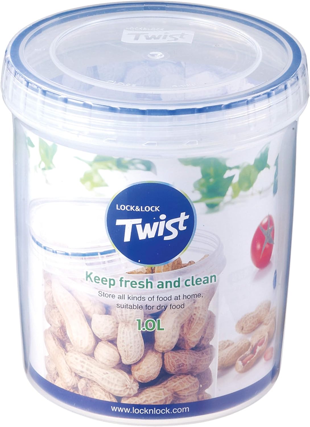 LOCK & LOCK Easy Essentials Twist Food Storage lids/Airtight containers, BPA Free, Tall-30.4oz Clear