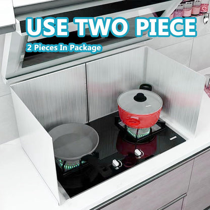 2 PCS Stove Grease Oil Splatter Guard | Range Backsplash Splatter Guard for Wall | 2 Sided Foldable Splash Shield Metal Panel Protector for Cooking, Stainless Steel, 18.1 X 15.7 X 15.7 Inches