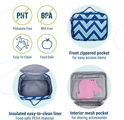 Wildkin Kids Insulated Lunch Box, Keeps Food Hot or Cold, BPA-Free with Mesh Pockets & Easy-Clean Lining – Ideal for School, Travel & Daycare – Holographic