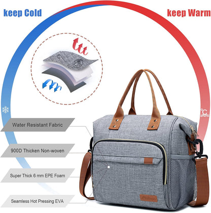 TuErCao Small Lunch Bag Lightweight Insulated Lunch Box for Women Work Portable Soft Cooler for Picnic Travel Road Trips, Loncheras para Mujer, Black