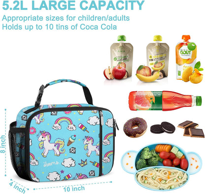 esouler Lunch Box Kids Insulated Lunch Bag for Boys & Girls Durable Children Lunchbox for School with Water Bottle Holder-Black