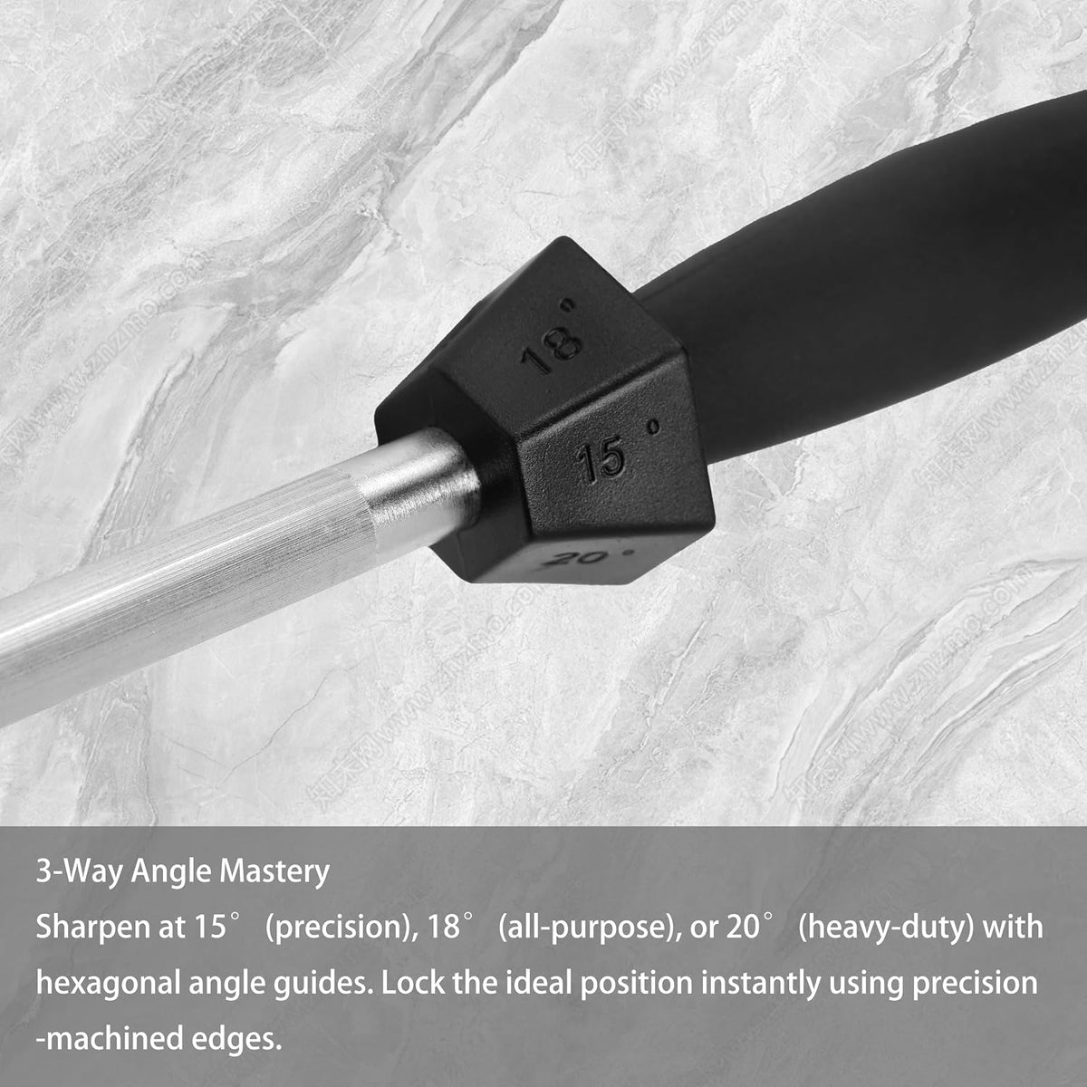 12-Inch Knife Sharpening Rod, Fine Carbon Honing Steel, Black Handle