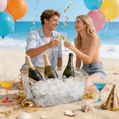 6-Piece Ice Bucket Set with Plastic Scoops,Ice Buckets for Parties, Beverage Tubs for Parties, for Parties, Bars, Outdoor Events | Chilling Containers for Wine, Champagne, Beer (Stainless Steel)