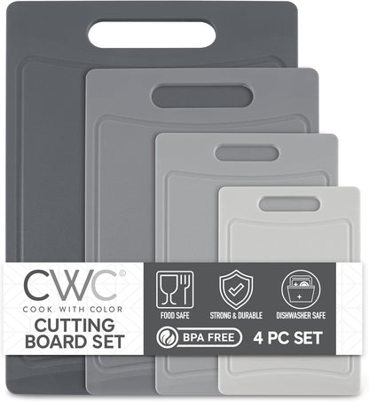 COOK WITH COLOR Non-Slip Cutting Board Set – Kitchen Essentials with Easy Grip Handle for Meat, Veggies, and Fruits, 3 Cutting Boards, Speckled White