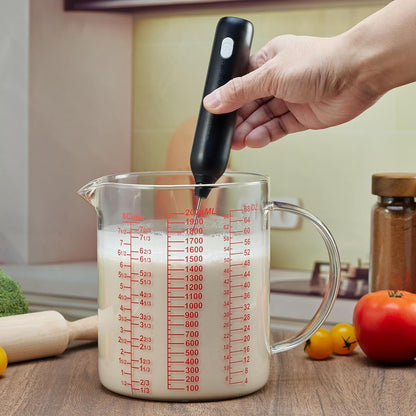 Ackers BORO3.3 Measure Glass -[Insulated handle | V-Shaped Spout]-Made of High Borosilicate Glass Measuring for Kitchen or Restaurant, Easy to Read, 60 ML (2 Oz) 丨(2 Pack)