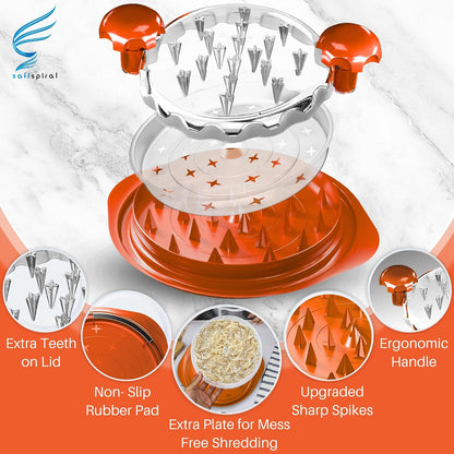 Chicken Shredder Tool Twist Large – 10.2 Inch Non Slip Meat Shredder with Removable Tray- BPA Free, Dishwasher Safe, Heat Resistant Chicken Breast Shredder with Handle & Serving Tong