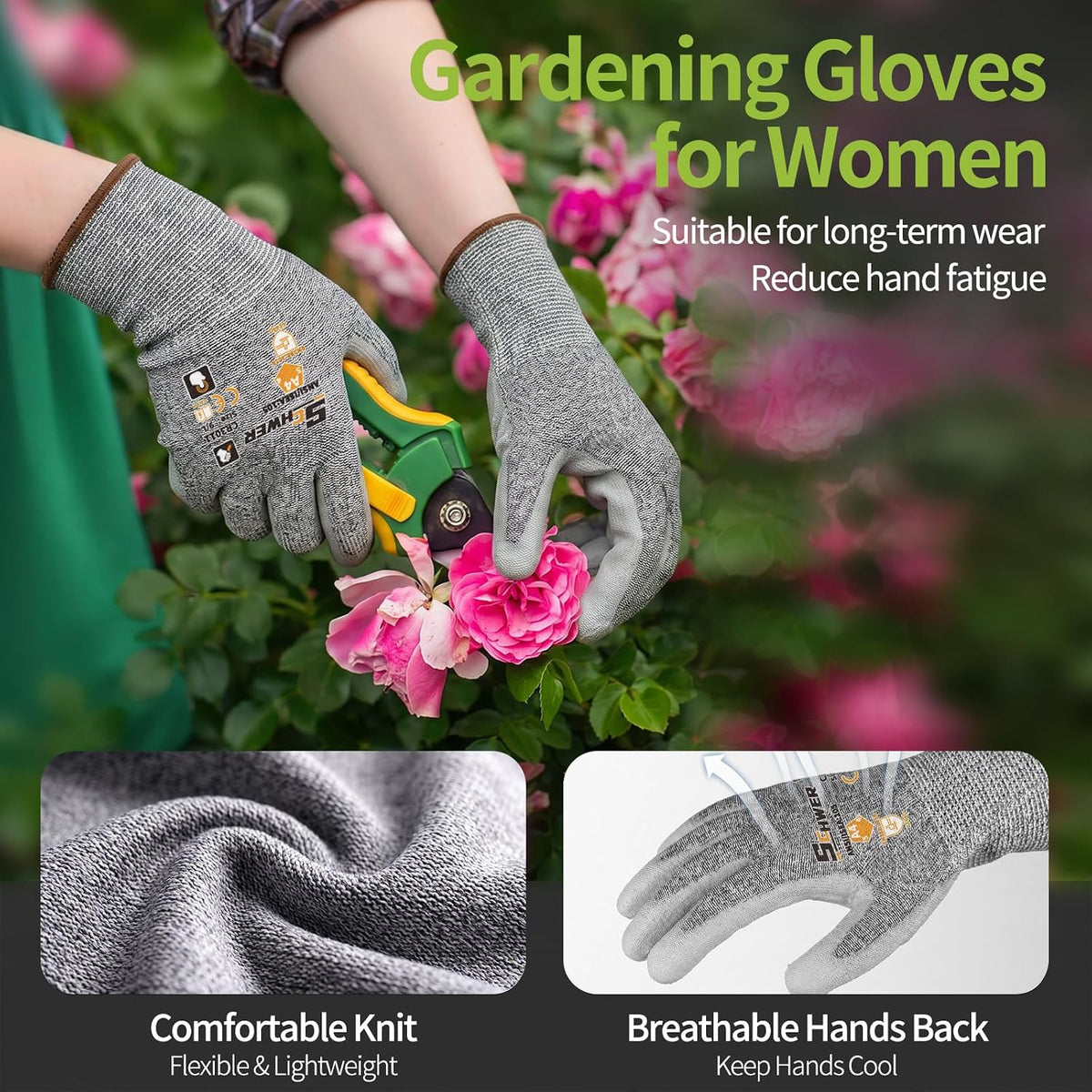 Schwer 12 Pairs A4/A5/A6 Cut Resistant Gloves, Non PFAS CR3088, L
