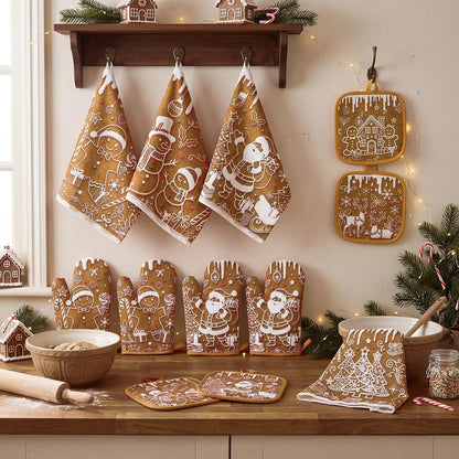 SiliFine 12 Pcs Fall Pumpkin Kitchen Towels Oven Mitts Pot Holders Set