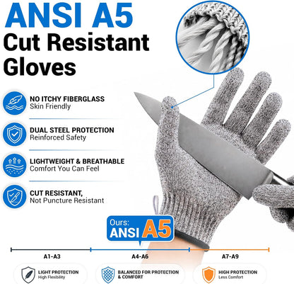 A5 Cut Resistant Gloves, Food Grade Kitchen Safety Gloves