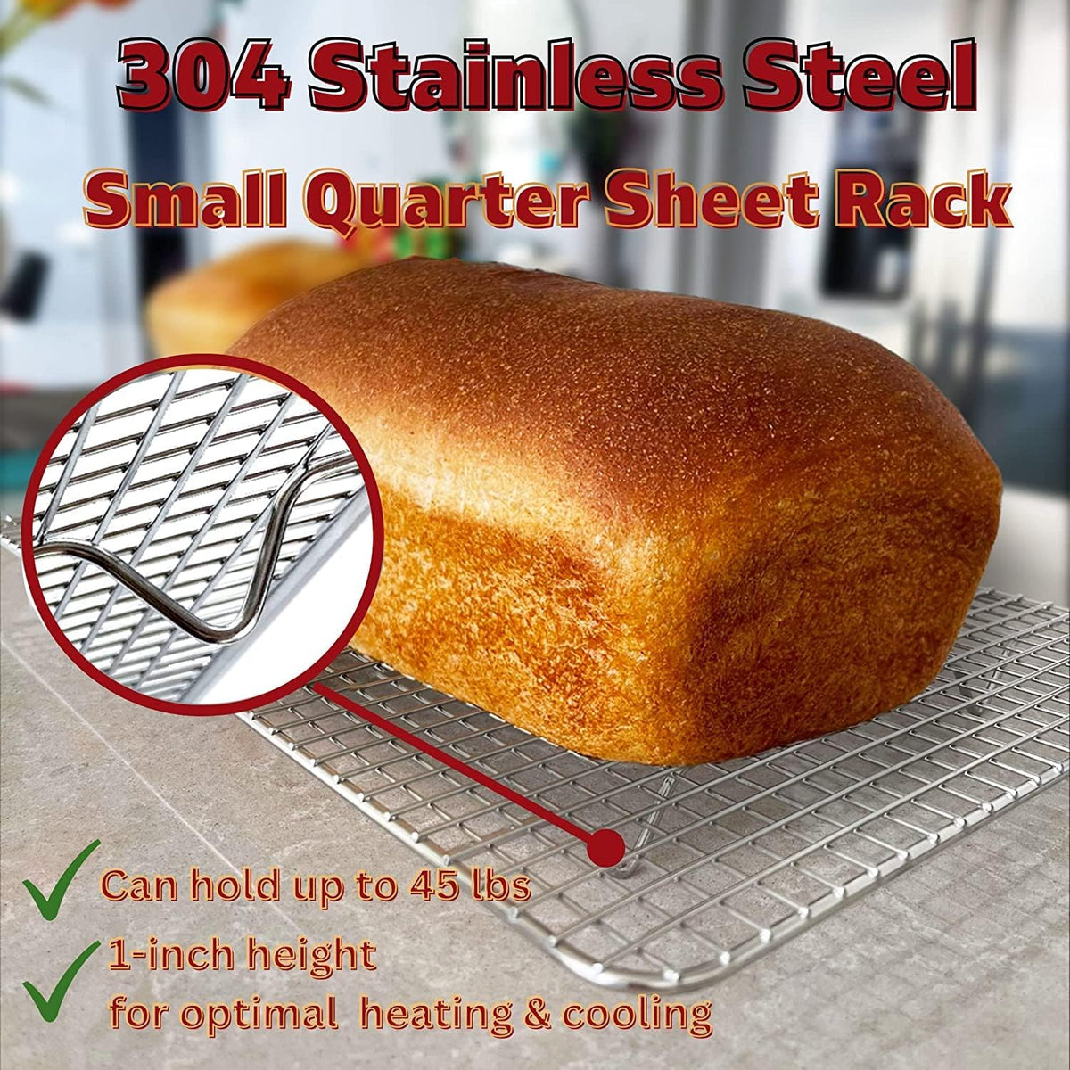 Kitchenatics 4-Tier Stackable Cooling Rack Space Saving Baking Set, 15x10"