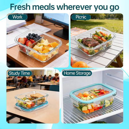3 Pack Glass Snack Containers, Glass Snack Pack Containers with Airtight Lids, No Leak, Easy Open Small Food Storage Container, Reusable Meal Prep Container, Perfect Lunch Box for Outdoor