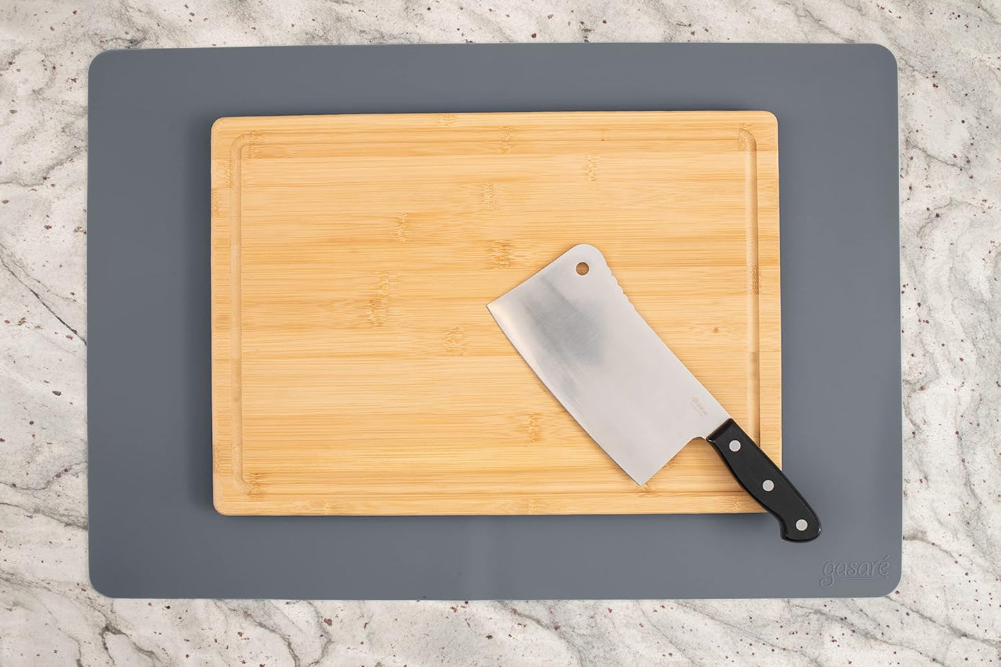 GASARÉ, Extra Large, Thick, Silicone Mat for Kitchen Counter, Heat Resistant Mat, Countertop Protector, Non-Slip, Easy to Clean, Cuttable, 25 x 17 Inches, Black